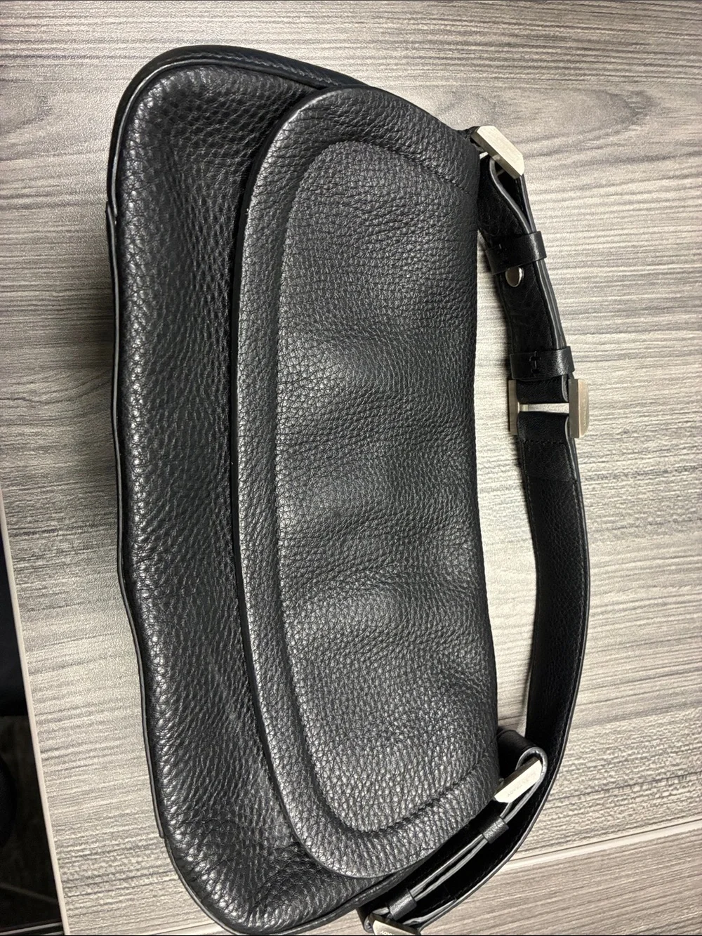 Ellen Tracy Black Pebbled Leather Shoulder Bag